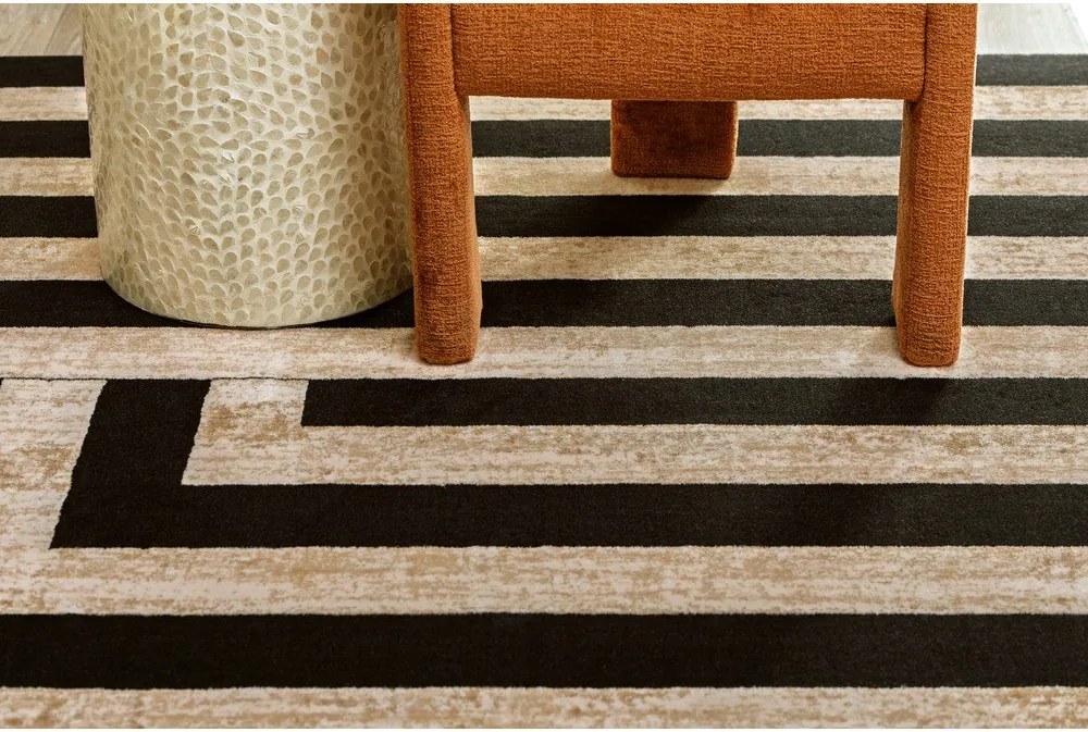 Covor negru-bej din lână 230x340 cm Agnus Art Deco II – Agnella