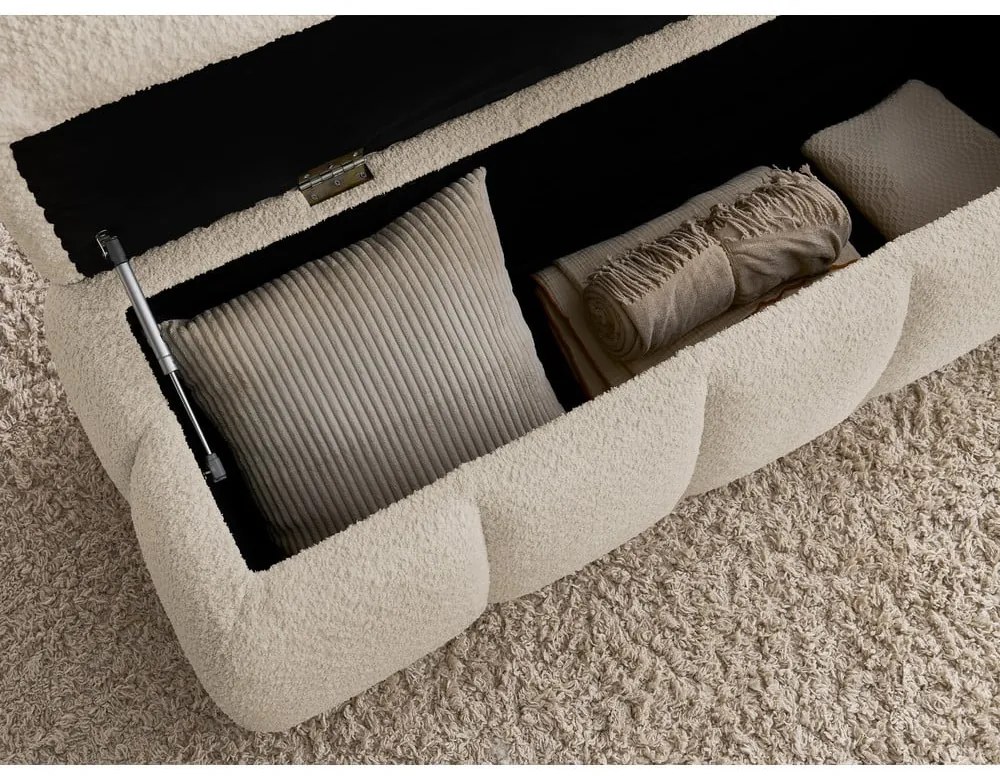 Bancă bej cu tapițerie din țesătură bouclé – Bobochic Paris