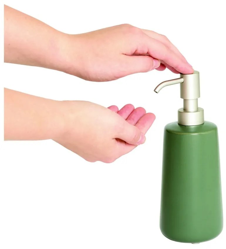 Dispenser de săpun din ceramică iDesign Eco Vanity, verde