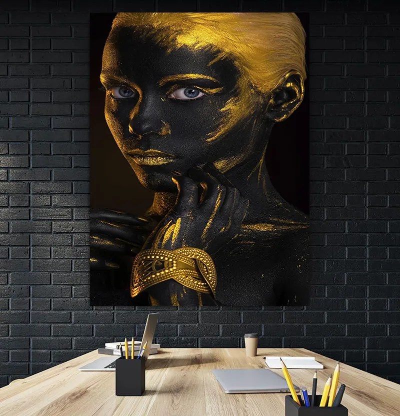 Tablou canvas Tribal Girl Gold 120x80 cm