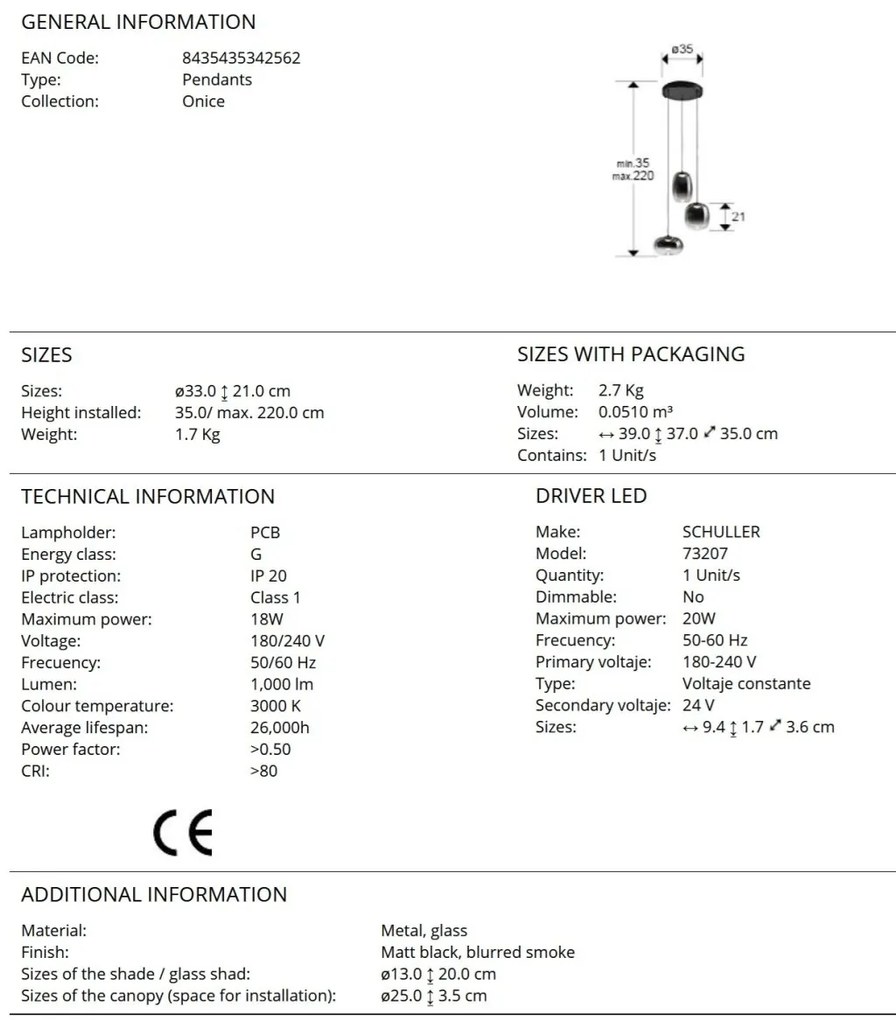 Lustra LED suspendata design modern Onice 3L