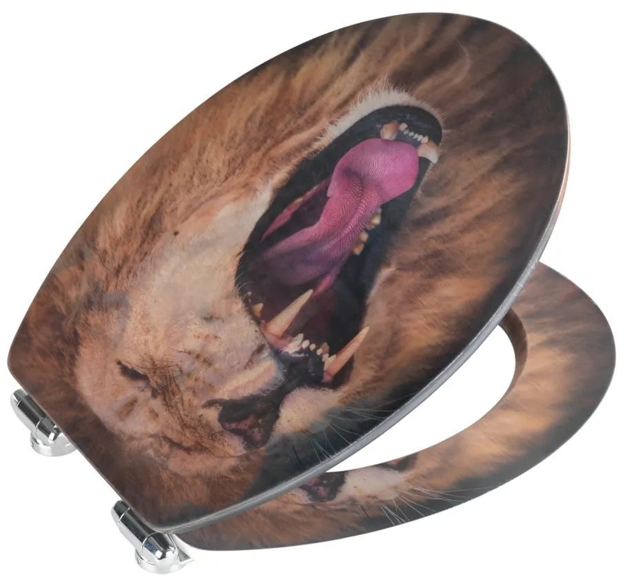 Capac WC din lemn 3D Wenko Lion, 44,5 x 38 cm