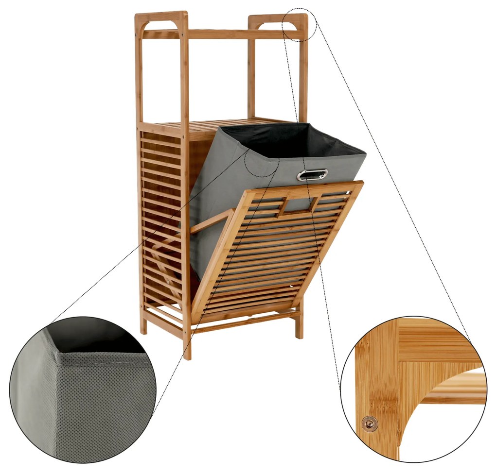 Cos de rufe, bambus natural gri, KERI NEW