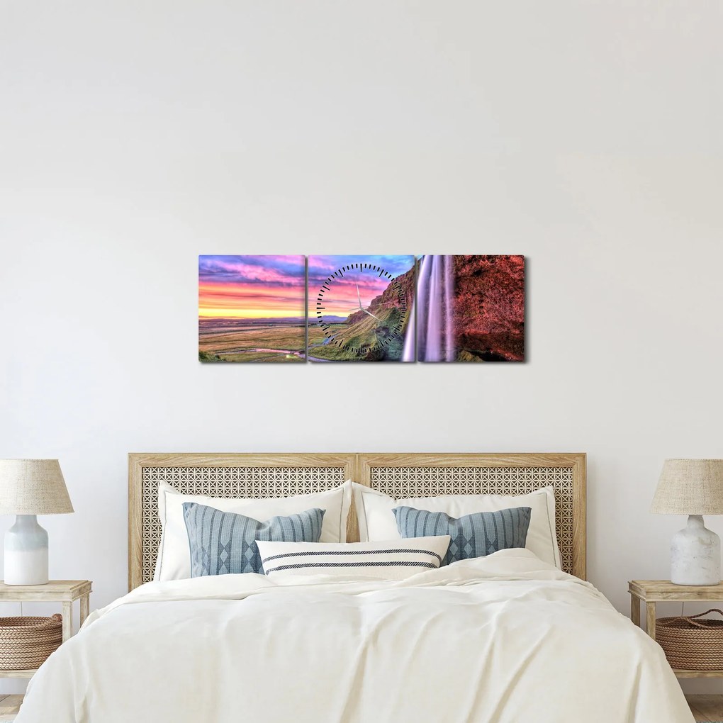 Tablou - Cascada Seljalandsfoss (cu ceas) (90x30 cm)