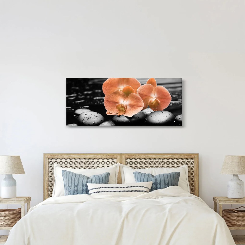 Tablou - Orhidee portocalii (120x50 cm)