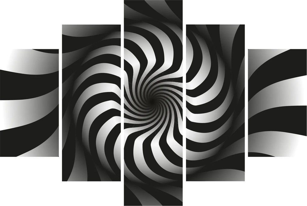 Tablou abstract cu spirala alb neagră (150x105 cm)