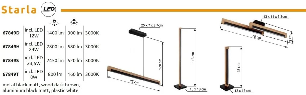 Lampadar LED design natural lemn STARLA