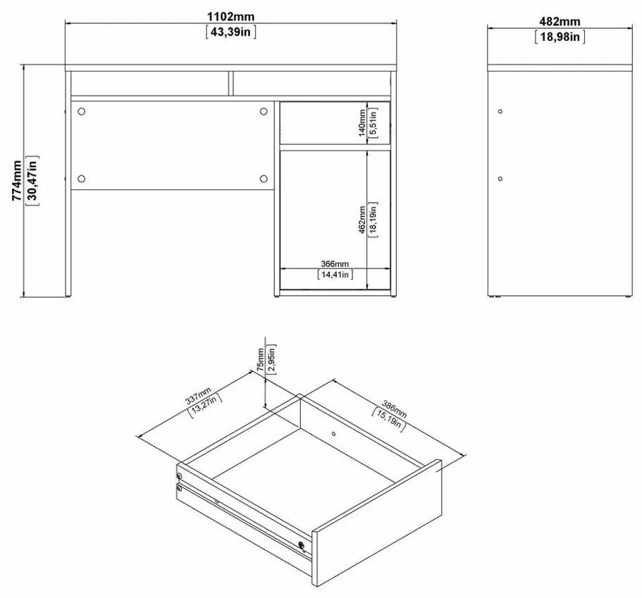 Birou Felix IV, alb lucios