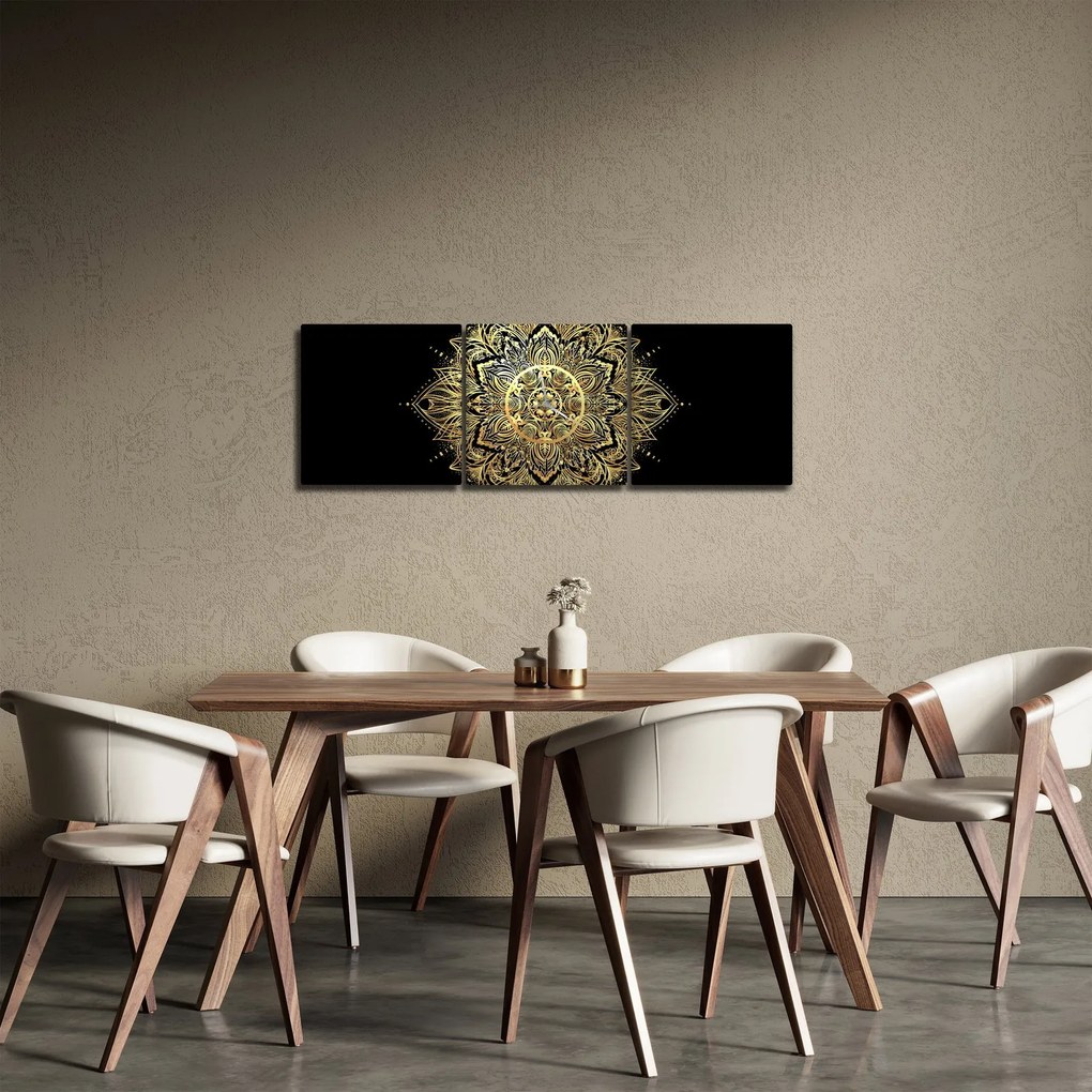 Tablou - Mandala bogăției (cu ceas) (90x30 cm)
