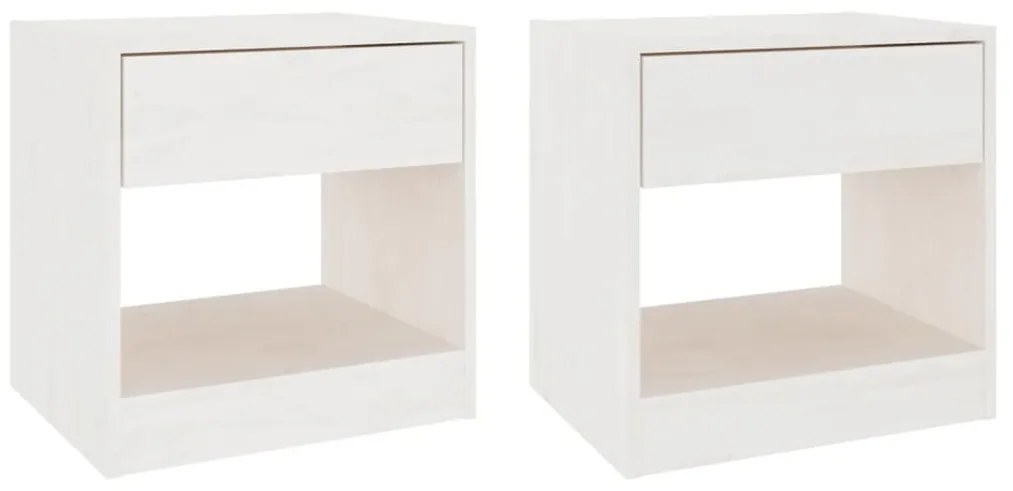 808066 vidaXL Noptiere, 2 buc., alb, 40x31x40 cm, lemn masiv de pin