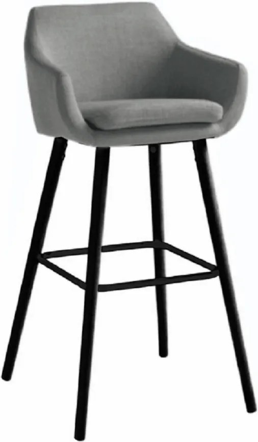 Scaun bar, material textil gri deschis/negru, TAHIRA