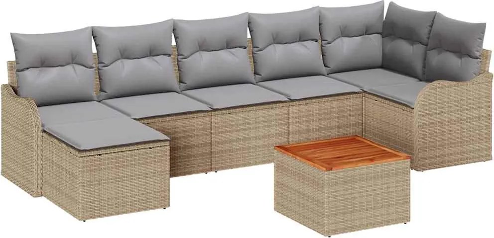 vidaXL Set de canapele pentru grădină cu pernă 8 pcs Bej poliratan