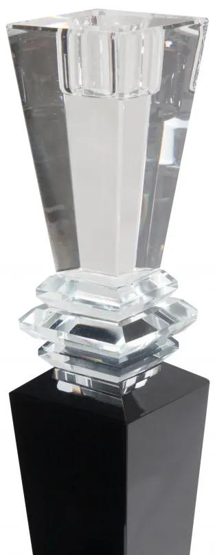 Suport lumanare din sticla de cristal Lavenda III, negru