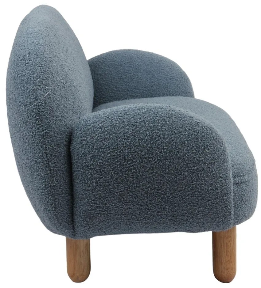 Fotoliu de copii albastru cu tapițerie din țesătură bouclé Rocky – Vipack