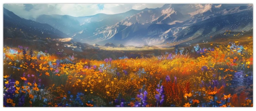 Tablou - Peisaj montan pictat II. (120x50 cm)