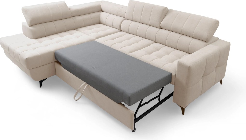 Colțar extensibil Nardo L pe stânga - pluș bej Pretty 03