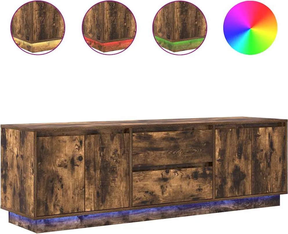vidaXL Dulap TV cu lumini LED Stejar afumat 160,5x41x50 cm