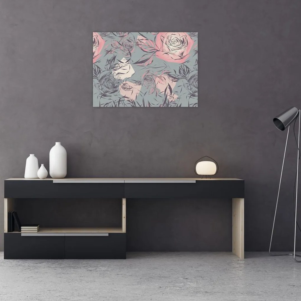 Tablou pe sticlă - Trandafir (70x50 cm)