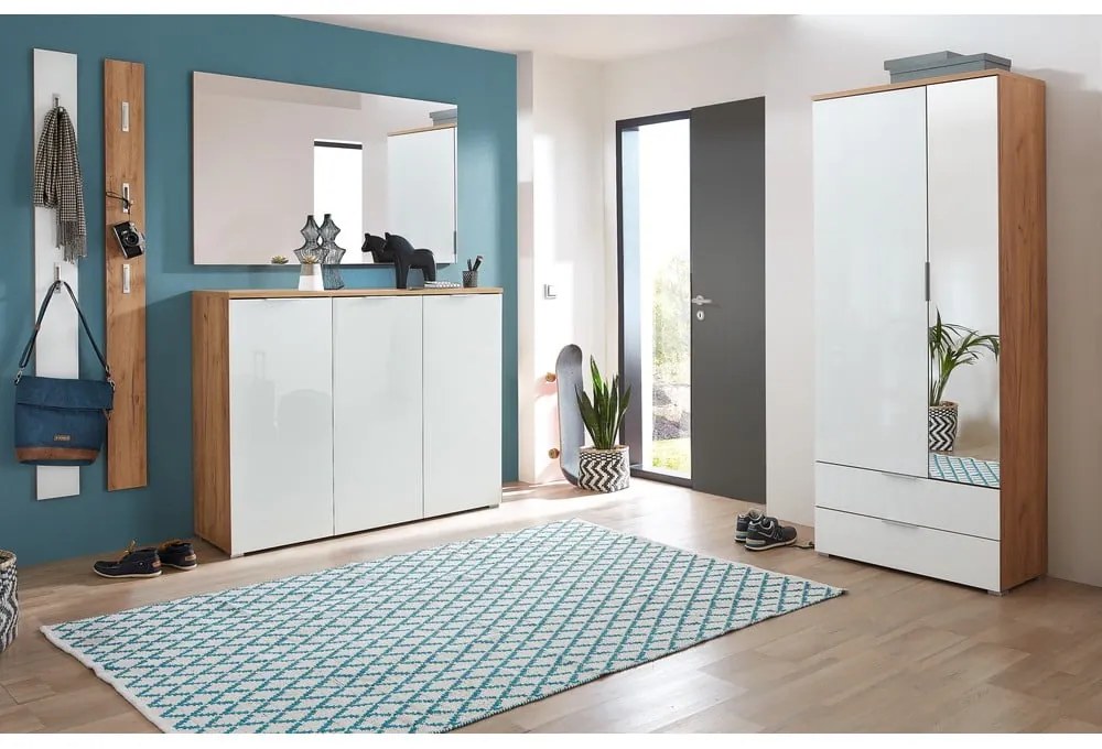 Dulap cu oglindă alb/aspect de lemn de stejar 84x196 cm Telde - Germania