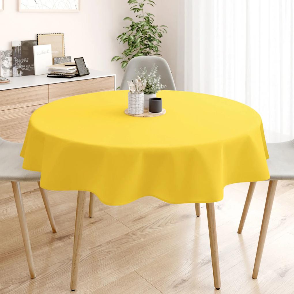 Goldea față de masă 100% bumbac galben - rotundă Ø 100 cm