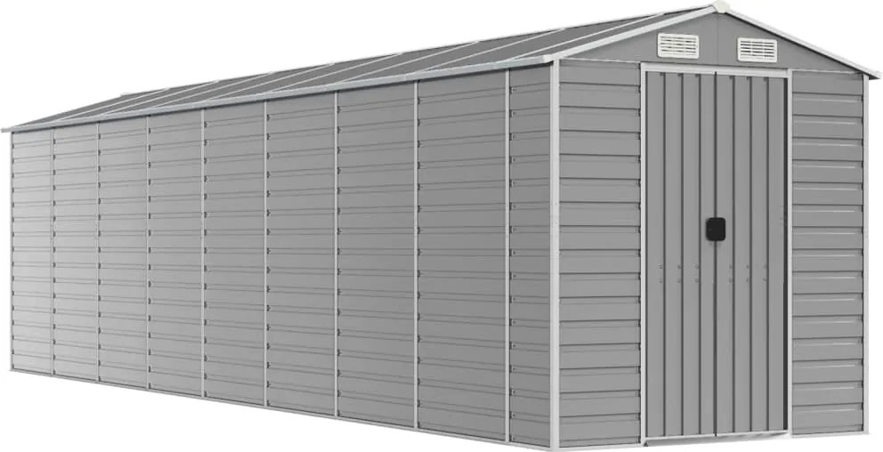 vidaXL Șopron de grădină gri deschis 191x810x198 cm, oțel galvanizat