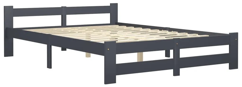 322021 vidaXL Cadru de pat, gri închis, 120 x 200 cm, lemn masiv de pin