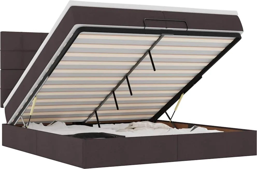 vidaXL Cadru de pat otoman cu saltele țesătură maro închis 200x200cm