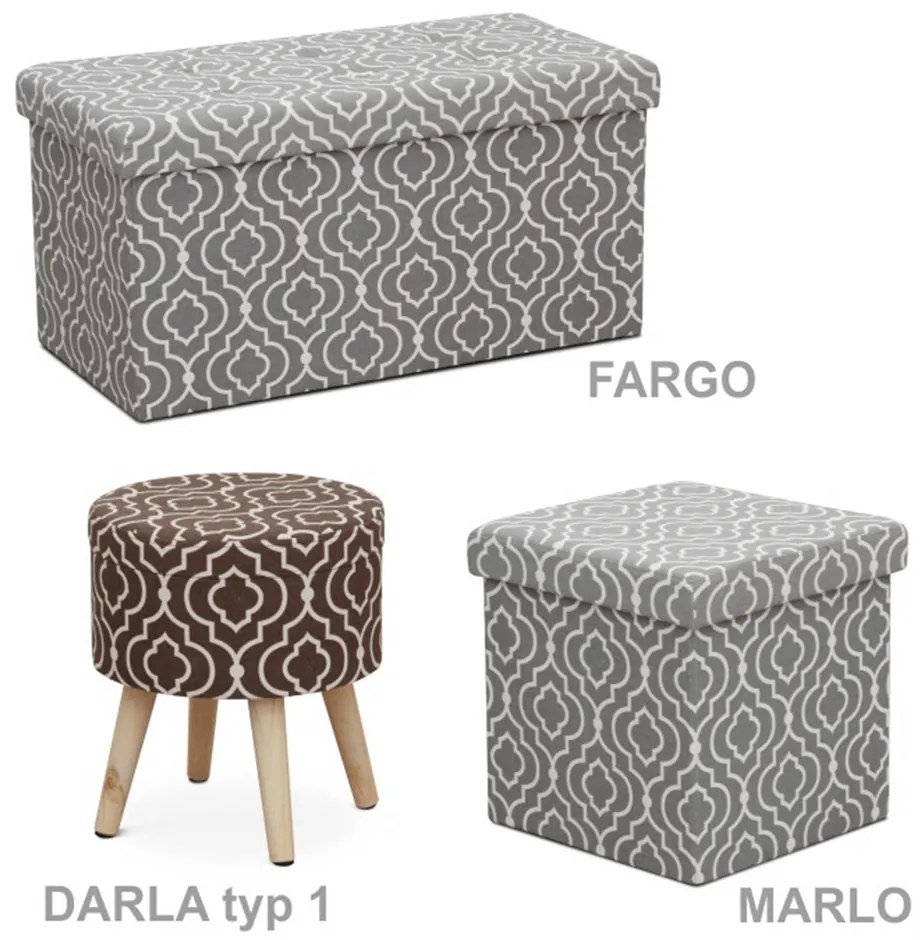 Taburet, maro/alb cu model, DARLA TYP 2