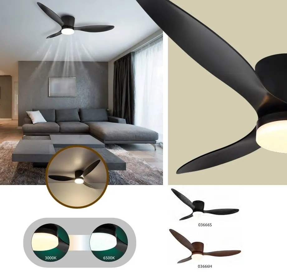 Lustra LED cu ventilator si telecomanda ARMANDO negru 03666S GL