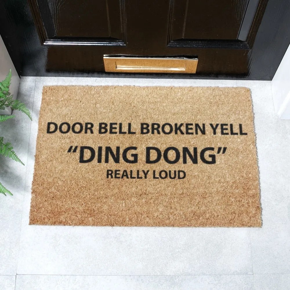 Covoraș de intrare din fibre de nucă de cocos 40x60 cm Yell Ding Dong – Artsy Doormats