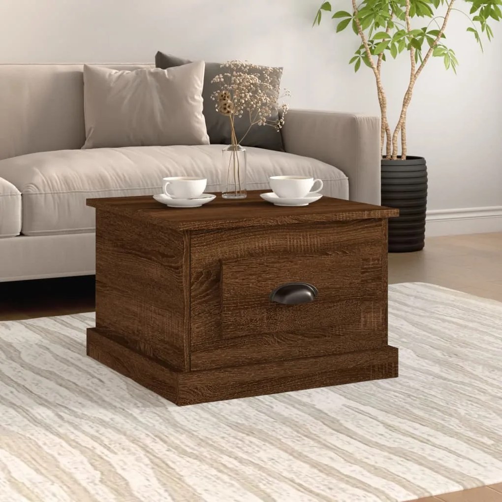 816255 vidaXL Măsuță de cafea, stejar maro, 50x50x35 cm, lemn prelucrat