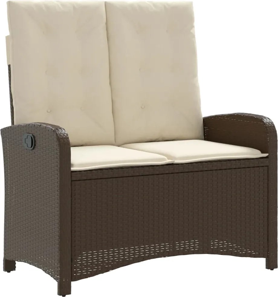 vidaXL Bancă de grădină rabatabilă cu perne, maro, poliratan