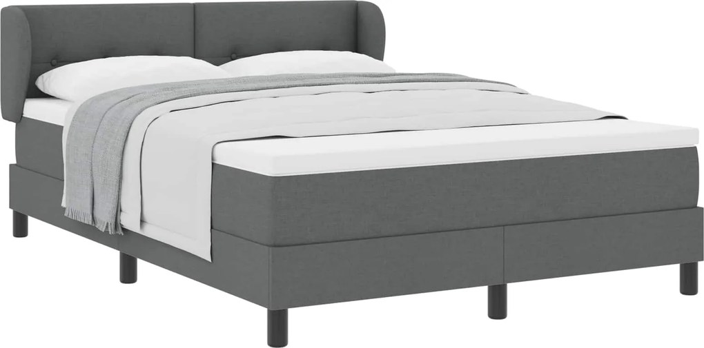 vidaXL Pat cu arcuri cu saltea Gri închis 140 x 200 cm țesătură