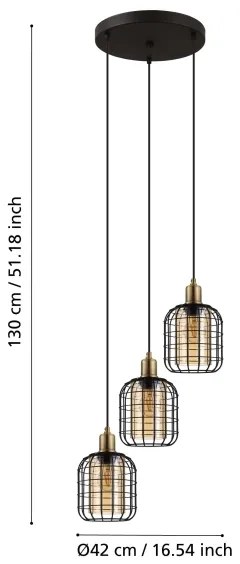 Lustră pe cablu CHISLE 3xE27/40W/230V Eglo 43499