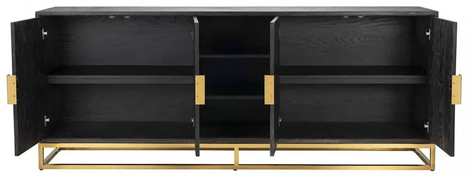 Servanta din lemn de stejar Blackbone 225 cm, 4 usi