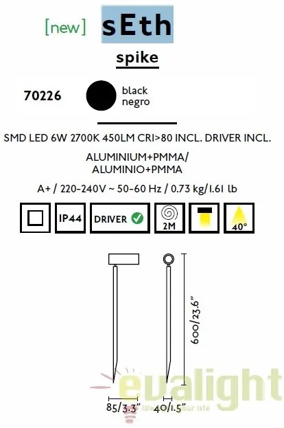 Tarus, proiector cu iluminat LED exterior IP44, SETH 70226