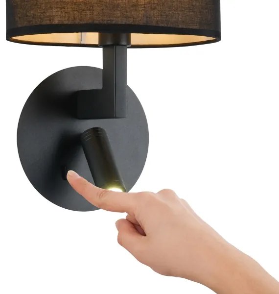 Brilagi - Lampă LED de perete DAYA 1xE14/40W/230V + LED/3W negru