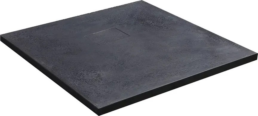 Cadita compozit pentru dus Inter Ceramic patrata 90x90 cm finisaj piatra mata-gri inchis