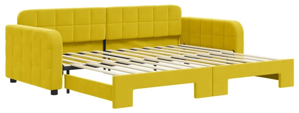 3196934 vidaXL Pat de zi cu extensie, galben, 90x200 cm, catifea