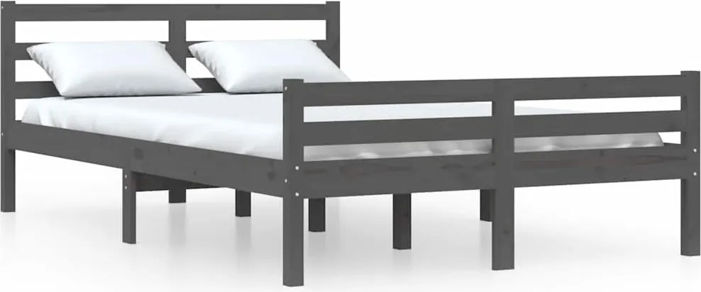 vidaXL Cadru de pat, gri, 140x200 cm, lemn masiv de pin