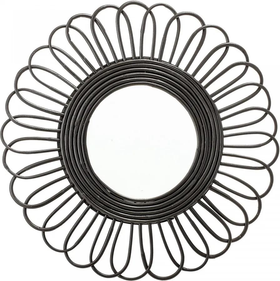 Oglinda rotunda din ratan negru 61 cm Cane Bloomingville