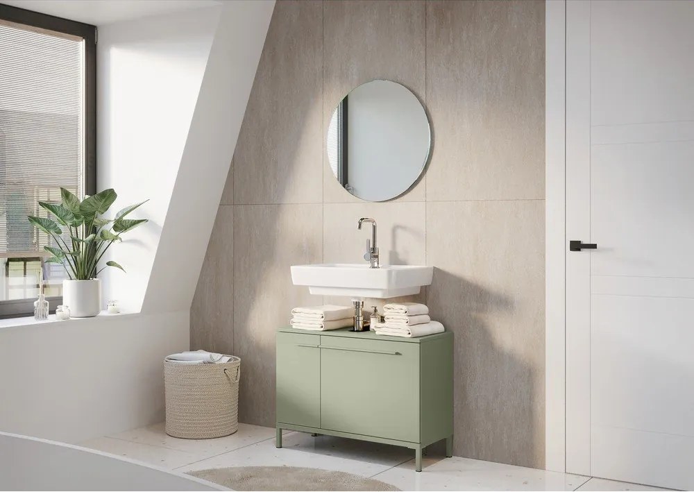 Dulap sub chiuvetă verde cu aspect mat 80x59 cm Laurino – Germania