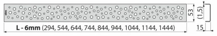 Capac pentru rigola dus din otel inoxidabil, crom, mat, 1150 mm Alcadrain BUBLE-1150M 1150 mm