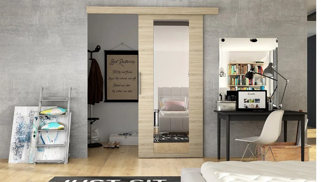 Uși glisant de interior Orenia IV (Stejar sonoma + Oglindă). 1059162
