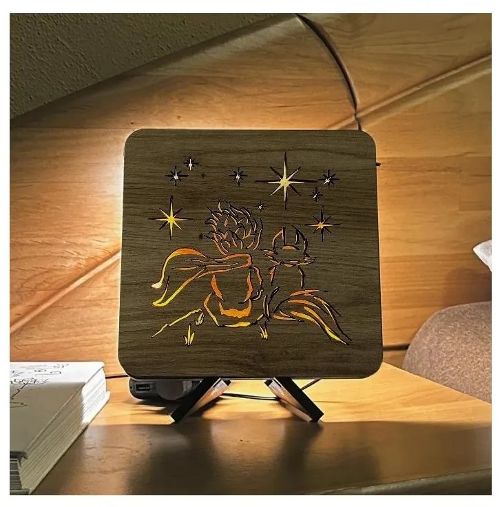 Li-Go 5788/DUB2 - Lampă LED decorativă de masă LED/12W/230V 19x19 cm stejar/Micul Prinț