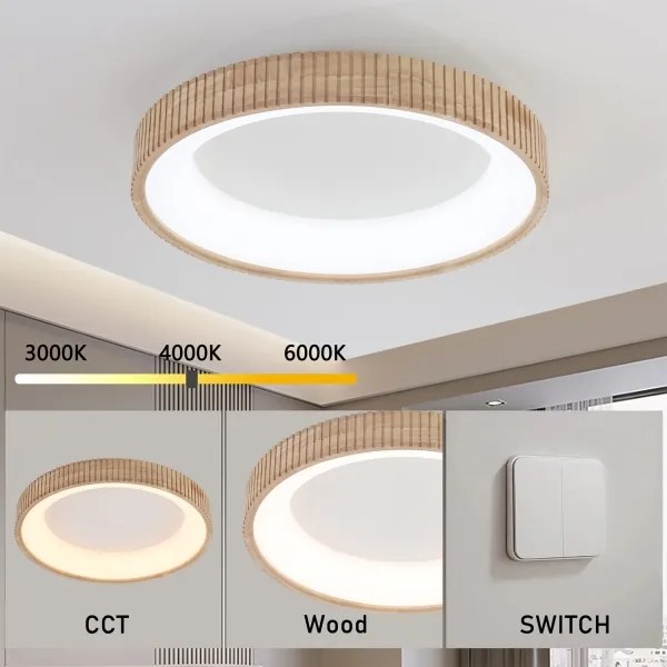 Brilagi - Plafonieră LED FALCON WOOD MODERN, 40W, 230V, Ø 60 cm, cu finisaj lemn