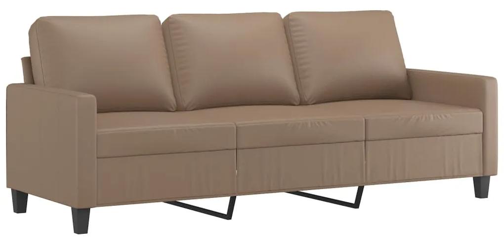 Canapea cu 3 locuri   taburet cappuccino 180 cm piele ecologica
