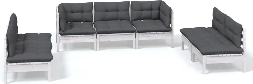 vidaXL Set mobilier grădină cu perne, 7 piese, lemn masiv de pin