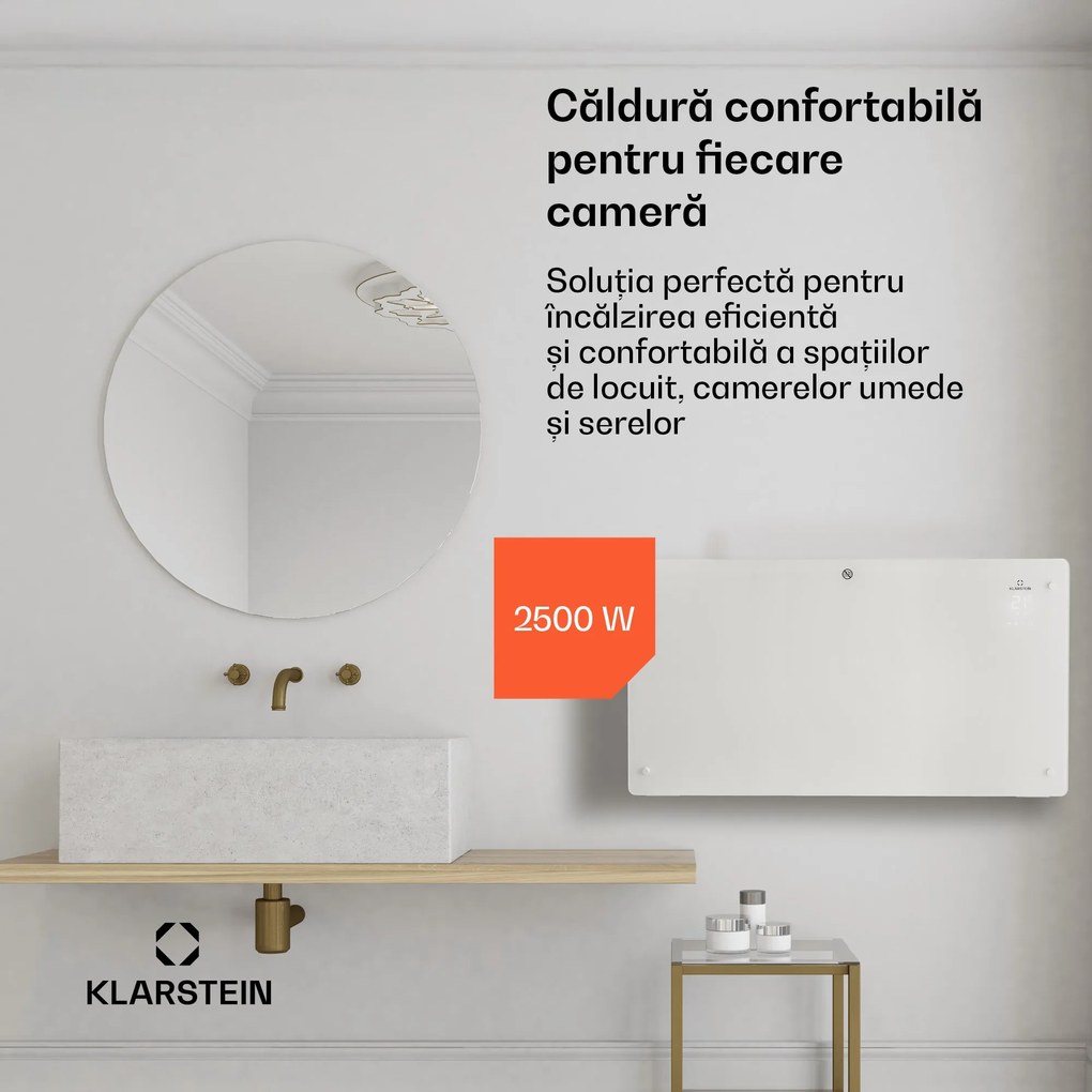 Klarstein Bansin Crystal Smart, radiator cu convector, 2500 W, 5 - 50 °C, control prin aplicație