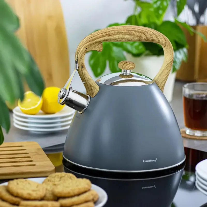 Resigilat: Ceainic cu fluier Klausberg KB 7297, 3 litri, Inductie, Otel inoxidabil, Gri